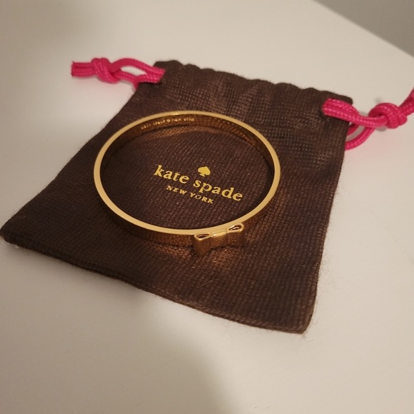 Kate Spade Take A Bow Bangle Bracelet Yellow Gold-Tone | 7.5” | Designer Jewelry - Picture 2 of 13